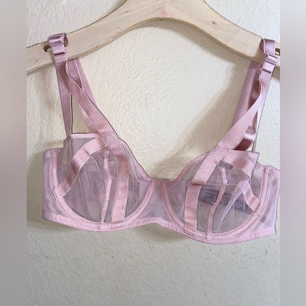 Victoria's Secret Light Pink Strappy Mesh Balconet Bra